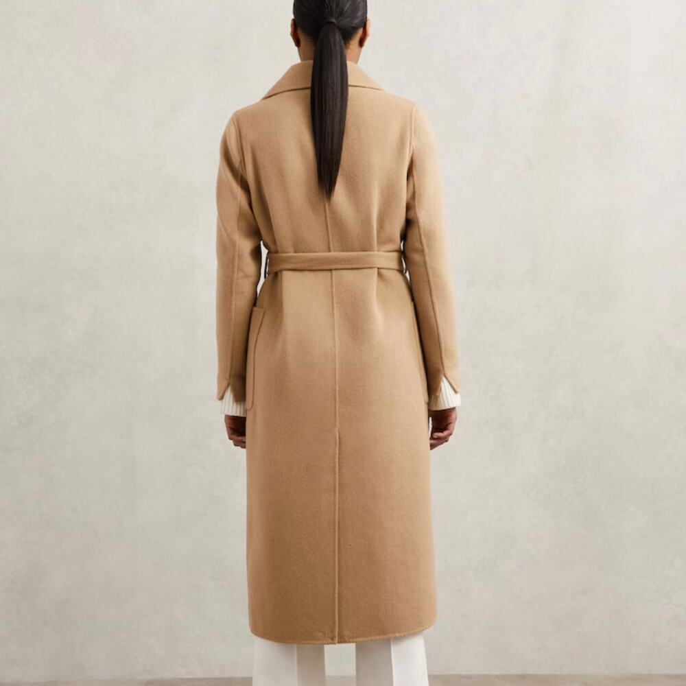 Reiss Lucia Double-Breasted Wool-Blend Coat in Camel Beige Size 12 NWT - Picture 3 of 14